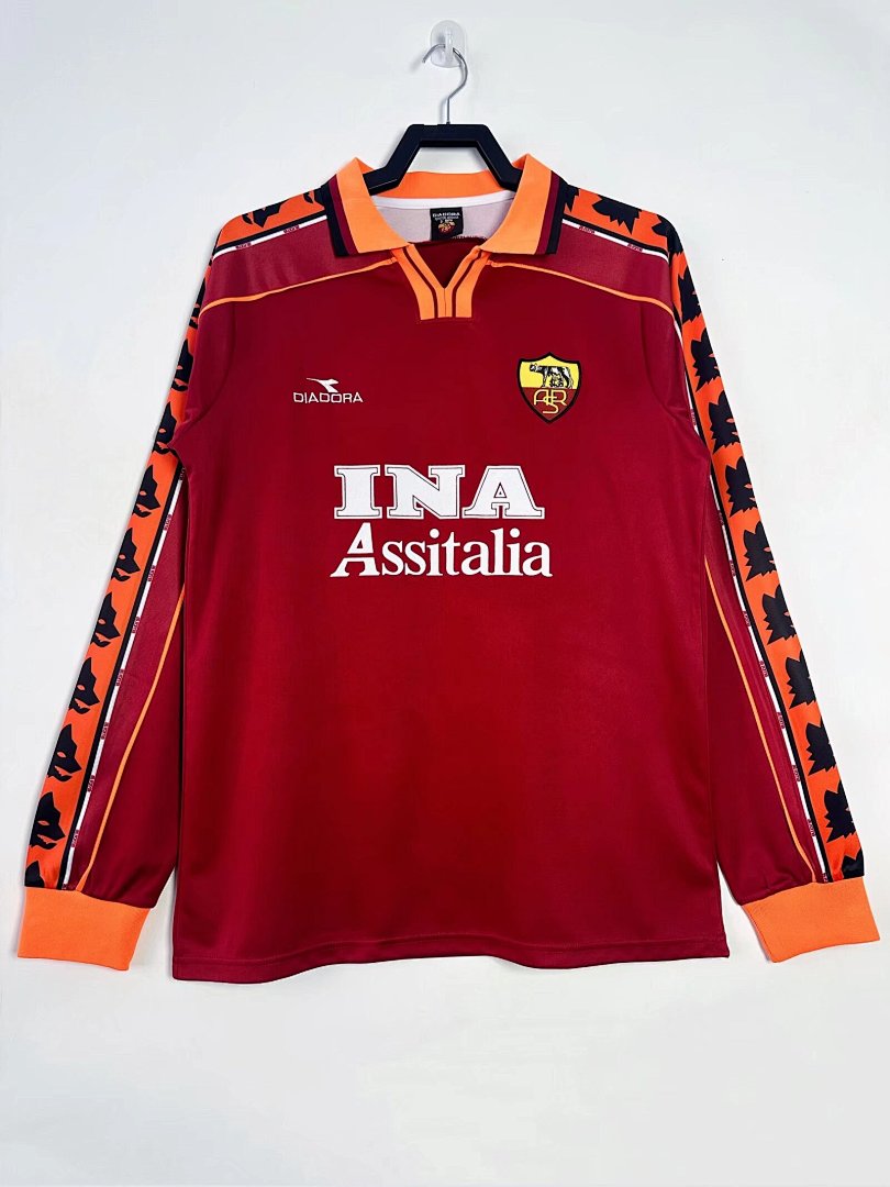 Roma 1998-99 Home Long Sleeve Soccer Jersey