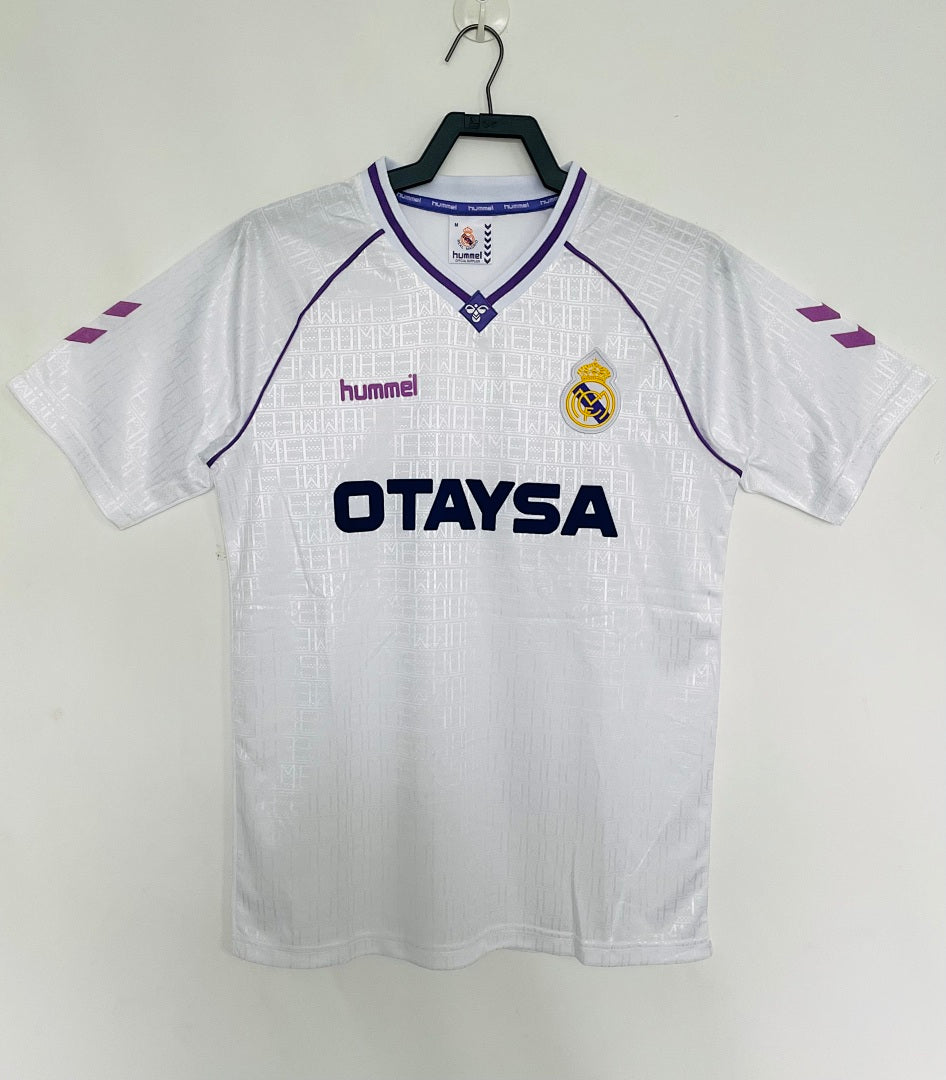 Real Madrid 1990-92 Home Long Sleeve Soccer Jersey