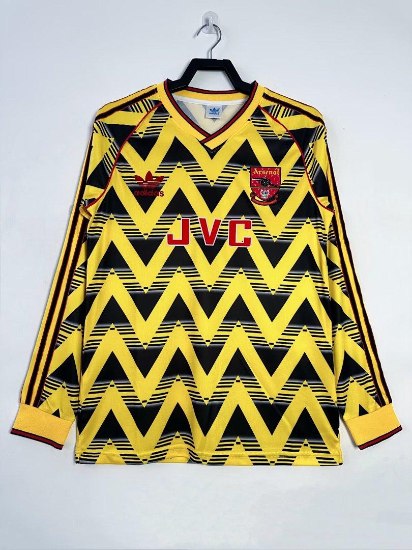 Arsenal 1991-93 Away Long Sleeve Soccer Jersey